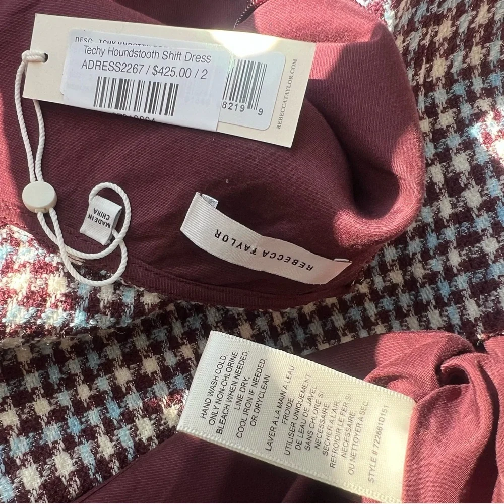 NWT Rebecca Taylor Techy Houndstooth Wool Shift Mini Dress Sheath Sleeveless 2 4 - Picture 12 of 15